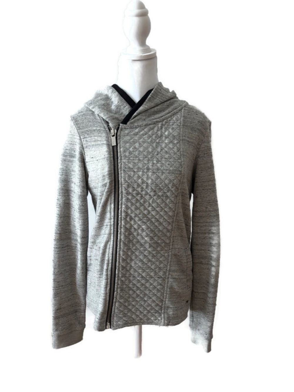 Scotch & Soda Gray Quilted Asymmetrical Zip Hoodie Jacket